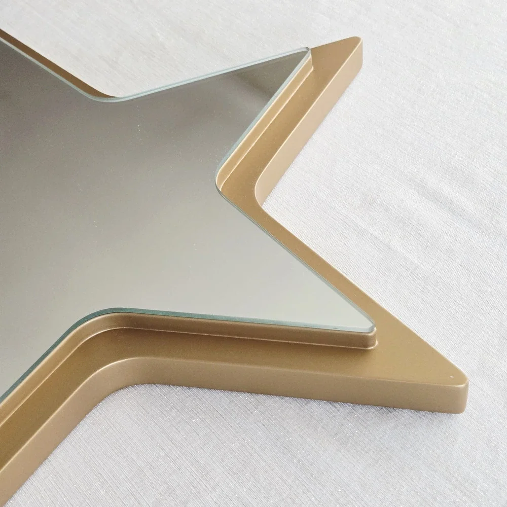 Crate & Barrel Gold Star Wood Frame Mirror Casual Glam Modern Farmhouse 20